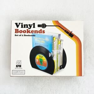 Set of 2 Vinyl Record Bookends Vintage Aesthetic New In Box